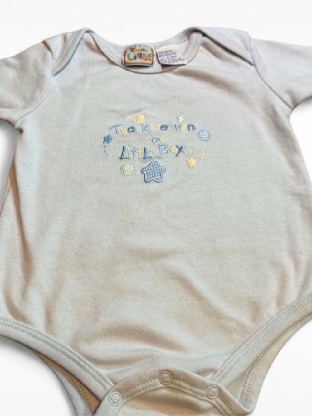 Baby Boys Light Blue Onesie - "Thank Heaven for Little Boys"